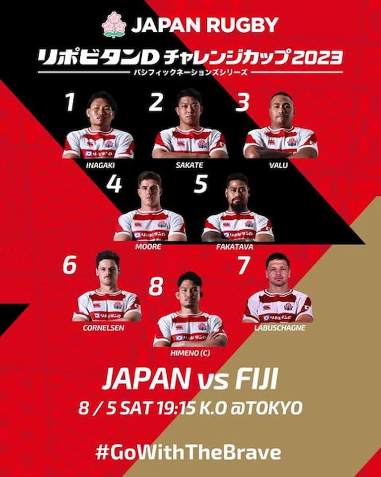 Japan Brave Blossoms Squad versus Fiji - 5th August 2023