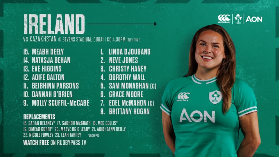 Ireland Squad - vs Kazakhstan WXV 3 2023 - Friday 13th October 2023