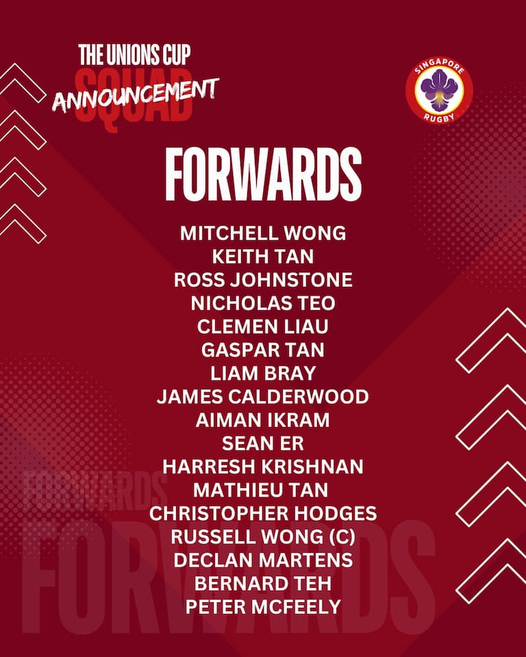 Singspore Union Cup 2024 Men's XV Squad