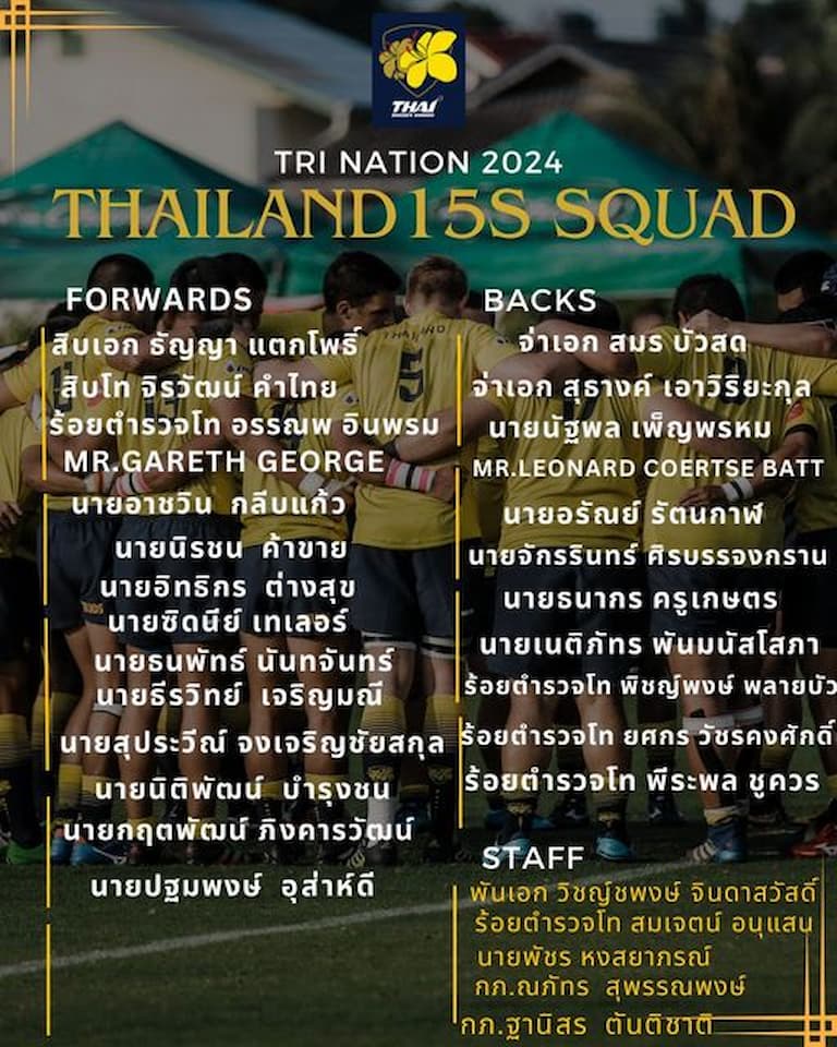 Thailand Union Cup 2024 Men's XV Squad