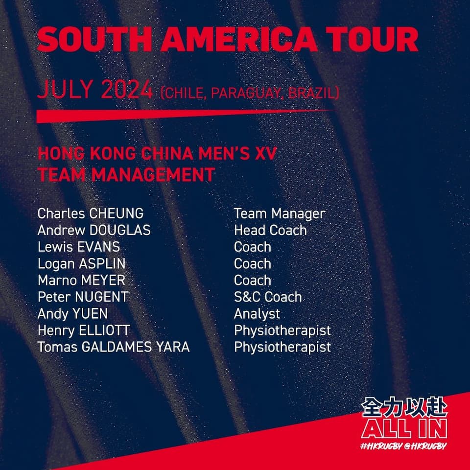 Gira masculina de Hong Kong, China por Sudamérica 2024