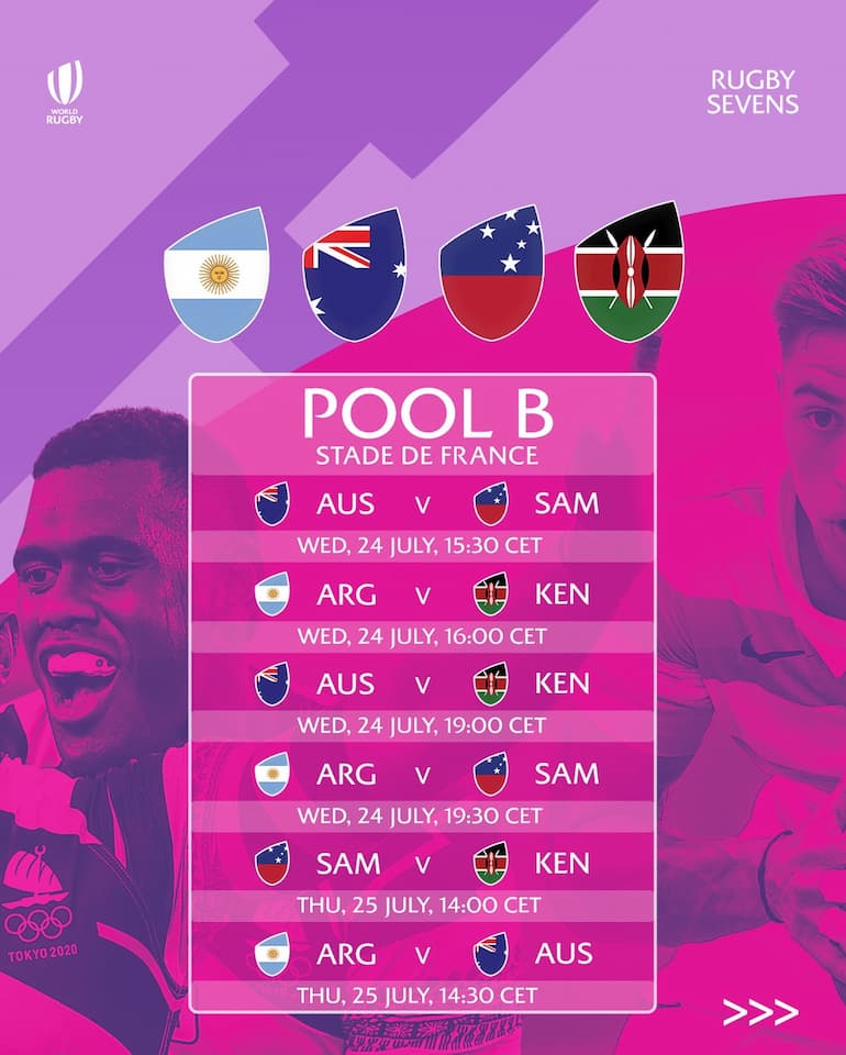 best athletes in the world showcase the speed, strength and skill of rugby sevens to a huge worldwide audience." Olympic Games Paris 2024 - Men's Rugby Sevens Schedule