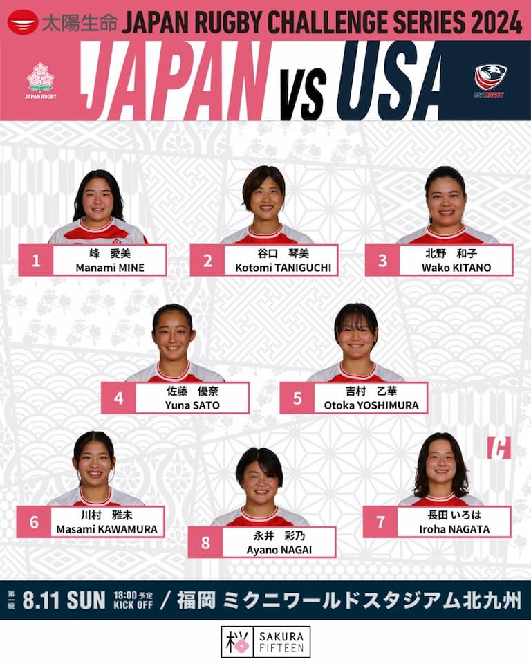 Japan Sakura XV Squad vs USA - Taiyo Seimei Japan Rugby Challenge Series 2024 1st leg