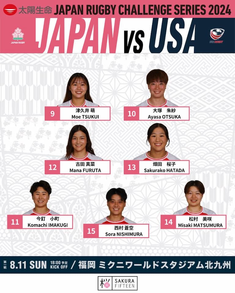 Japan Sakura XV Squad vs USA - Taiyo Seimei Japan Rugby Challenge Series 2024 1st leg