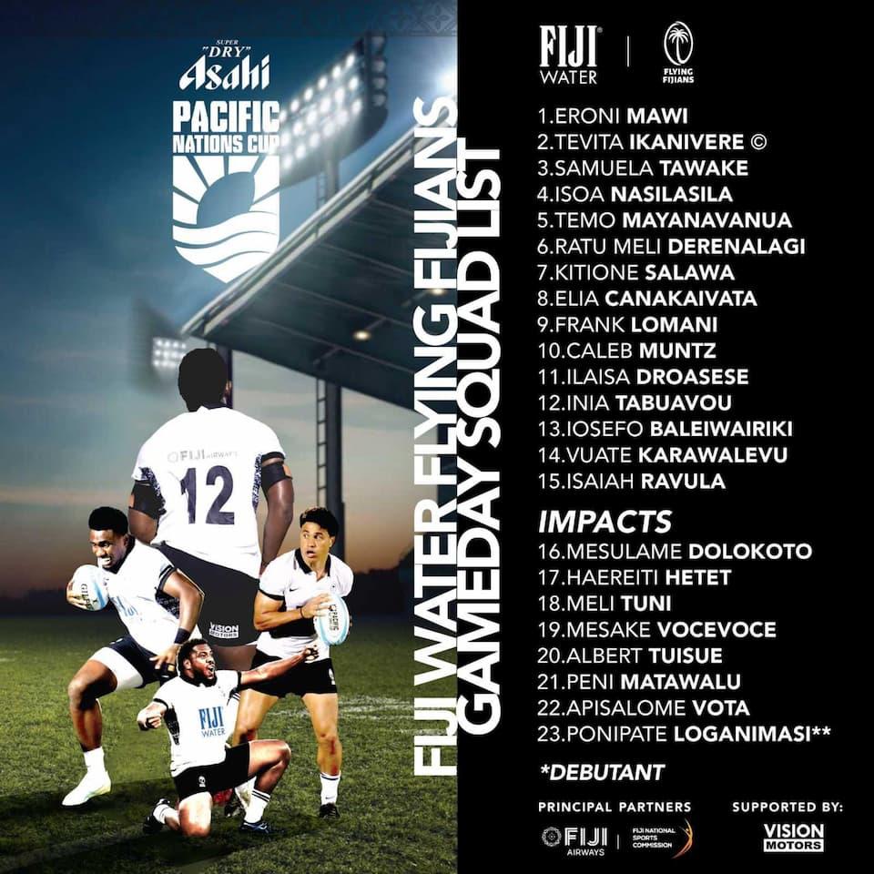 Fiji Squad vs Japan – Asahi Super Dry Pacific Nations Cup 2024 Final