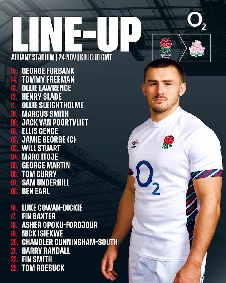 England Squad vs Japan – 24 November 2024