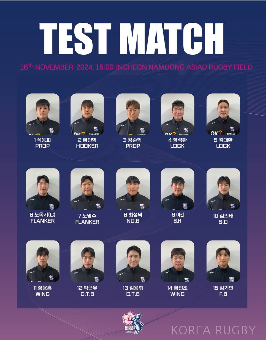 Korea squad vs Zimbabwe - November 16 2024