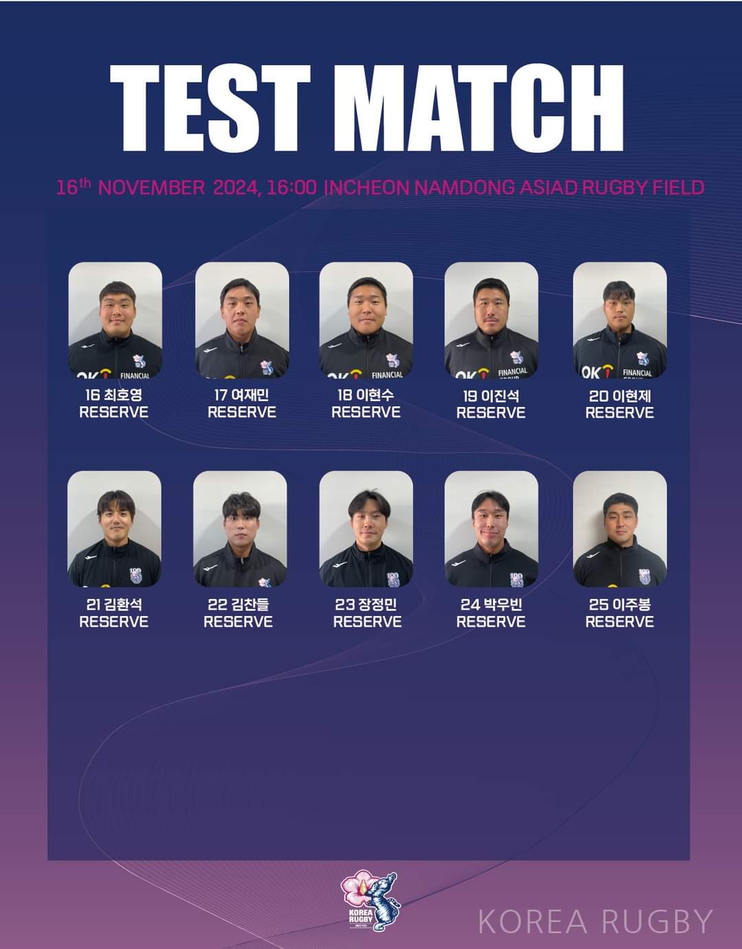 Korea squad vs Zimbabwe - November 16 2024