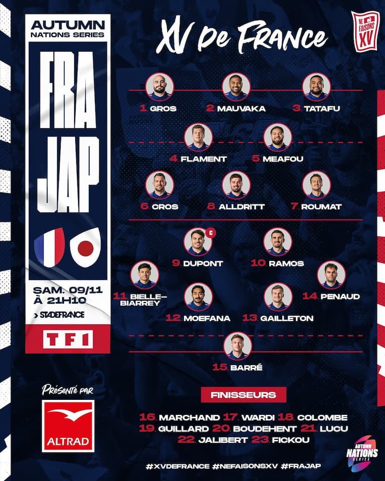 France Squad vs Japan – 9 November 2024