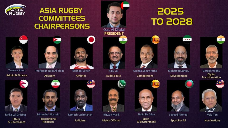 All-Male Committee Chairpersons Appointed By Asia Rugby 2024-2028