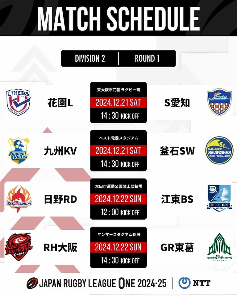 Division 2 JRLO 2024-2025 - Round 1 Fixtures