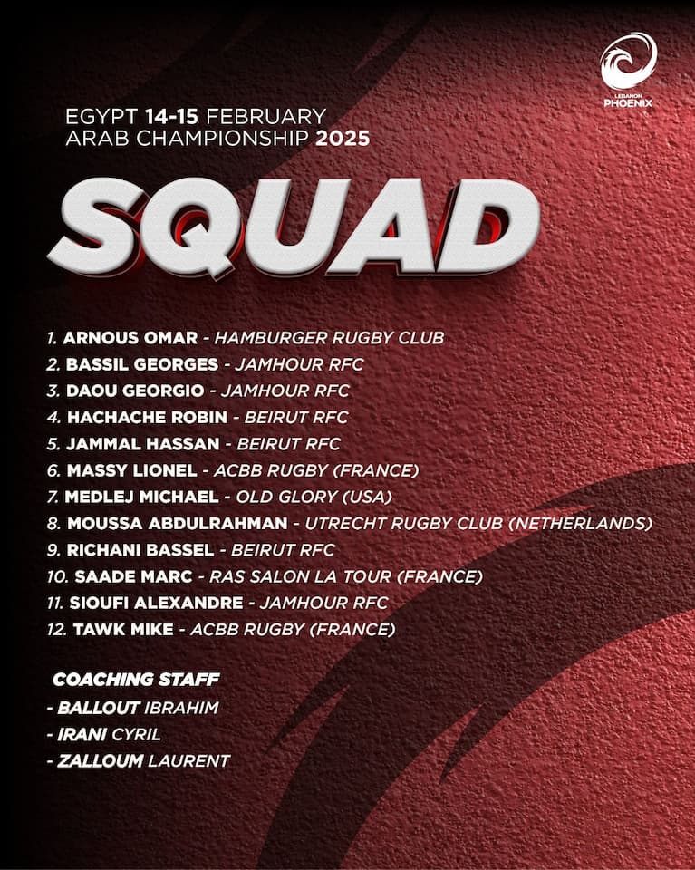 Lebanon Women & Men Squads - Arab Rugby Sevens Championship 2025