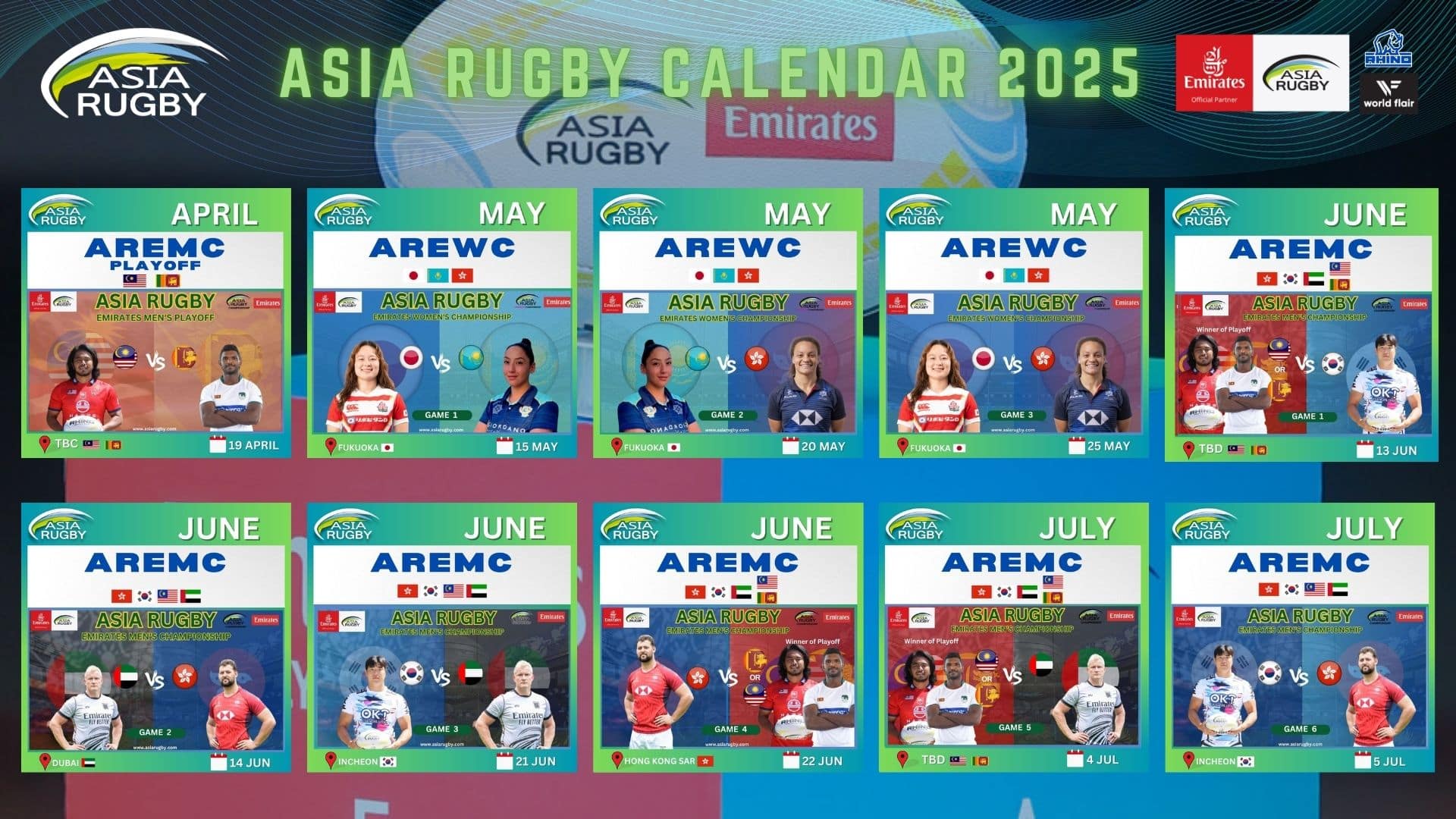 Asia Rugby Releases Partial 2025 15s Rugby International Fixtures Calendar