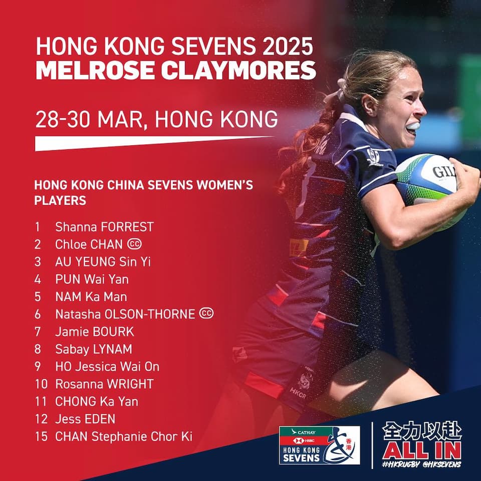 Hong Kong China Rugby Women's Squad - Melrose Claymores 2025