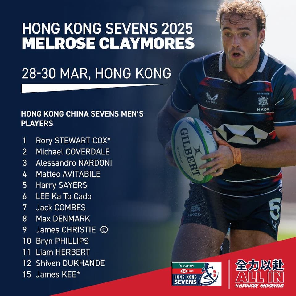 Hong Kong China Rugby men's Squad - Melrose Claymores 2025